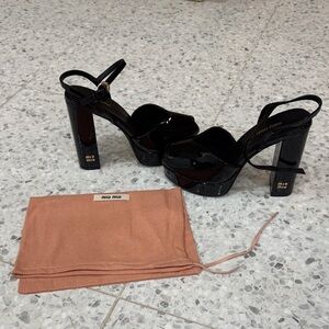 Miu Miu Glossy Black Platform Heels